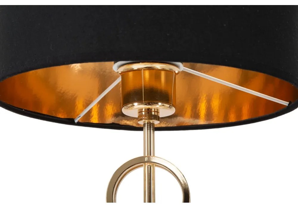 Lampa stołowa w kolorze czarno-złotym Mauro Ferretti Glam Rings, wysokość 54,5 cm