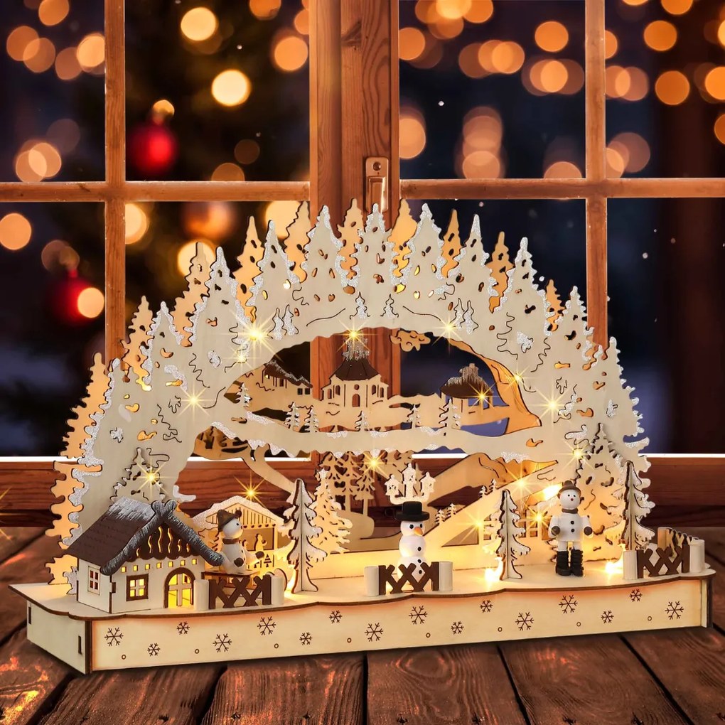 Monzana Świąteczny LED łuk CLEMENT, 45x12,5x28cm, naturalny brąz