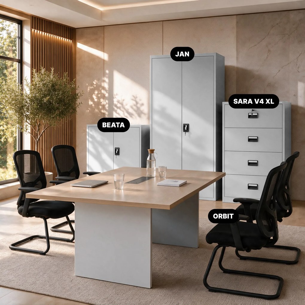 Szafa kartotekowa metalowa z 4 szufladami szara, 900x1320x600 mm: SARA XL V4