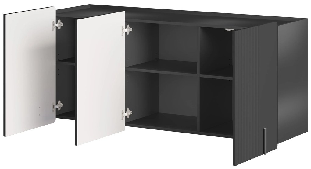 Komoda Malmi 150 cm trzydrzwiowa wisząca - czarny mat / czarny