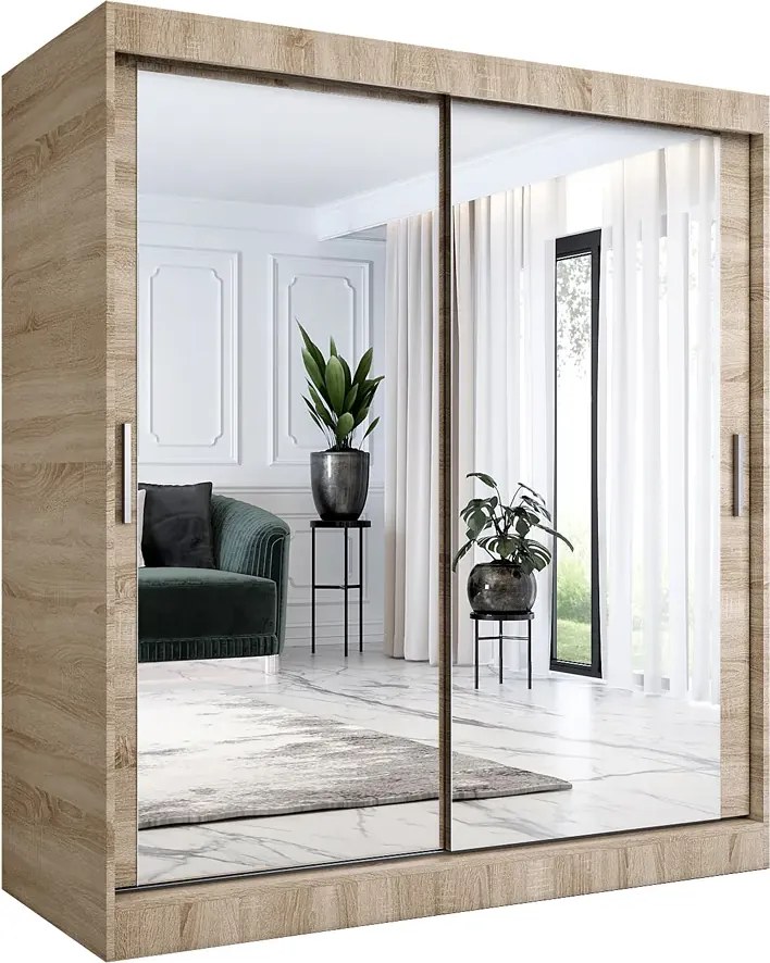 Szafa przesuwna z lustrem dąb sonoma 180 cm C8-R66