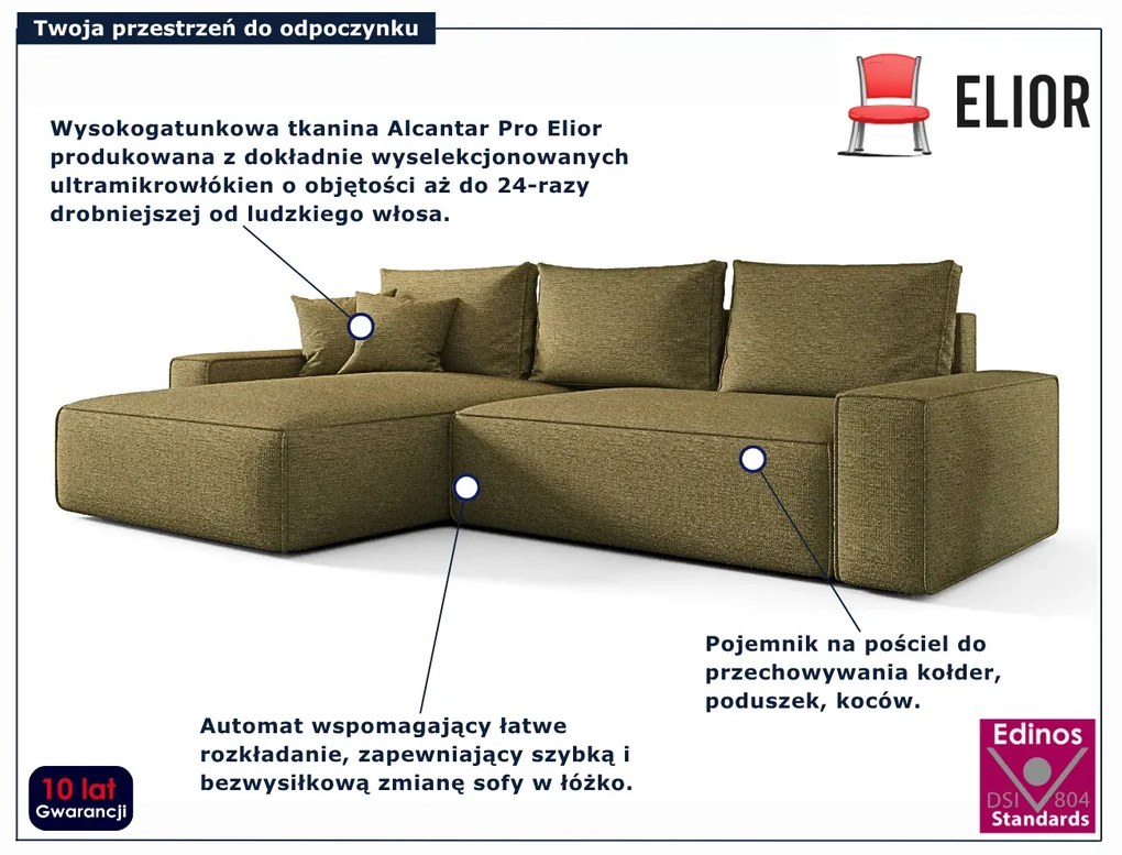 Zielony narożnik z pojemnikiem na pościel E6-K22
