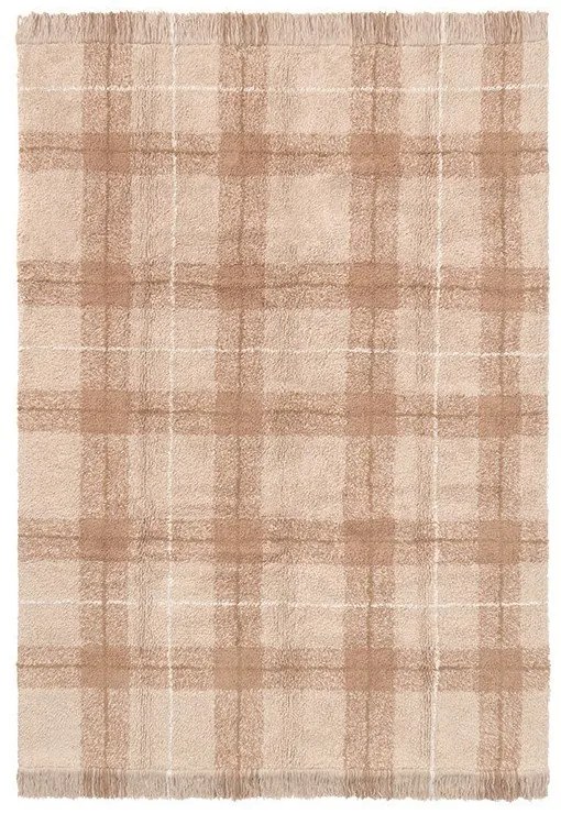 Jasnoróżowy bawełniany dywan odpowiedni do prania/tkany ręcznie 140x190 cm Tartan Rose – Lorena Canals