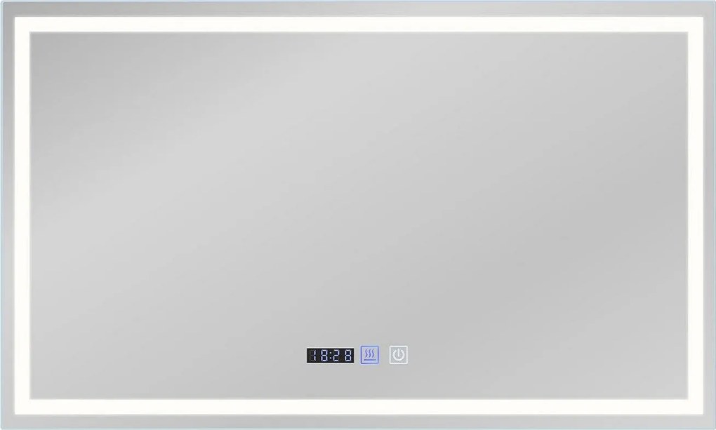 NETTLIFE Lustro łazienkowe podświetlane 100x60 cm LED, IP44 przełącznik dotykowy zegar z funkcją odmgławiania regulowane