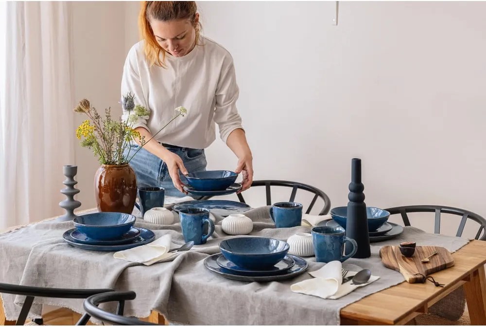 Ciemnoniebieski zestaw naczyń z kamionki 16 szt. Glosia – Bonami Selection