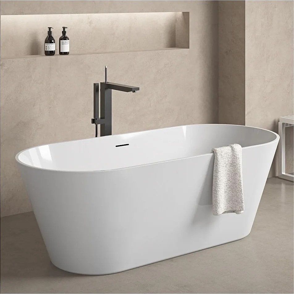 Banheira autônoma de acrílico branco SERENA de 170 cm