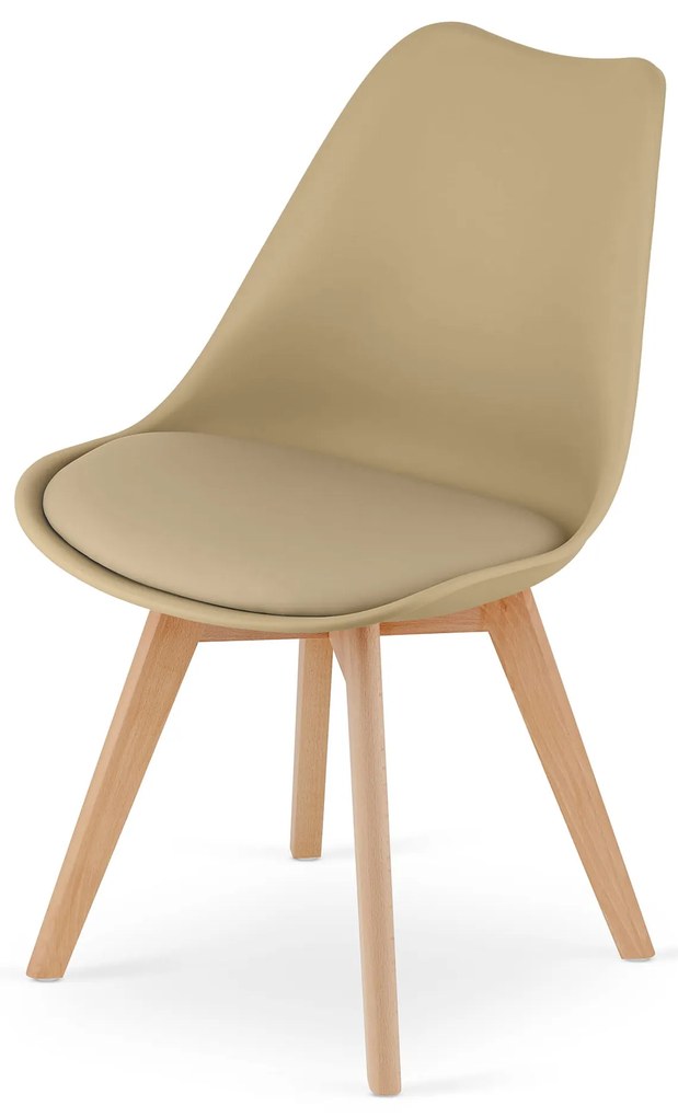 Beżowe krzesło BALI MARK z bukowymi nogami