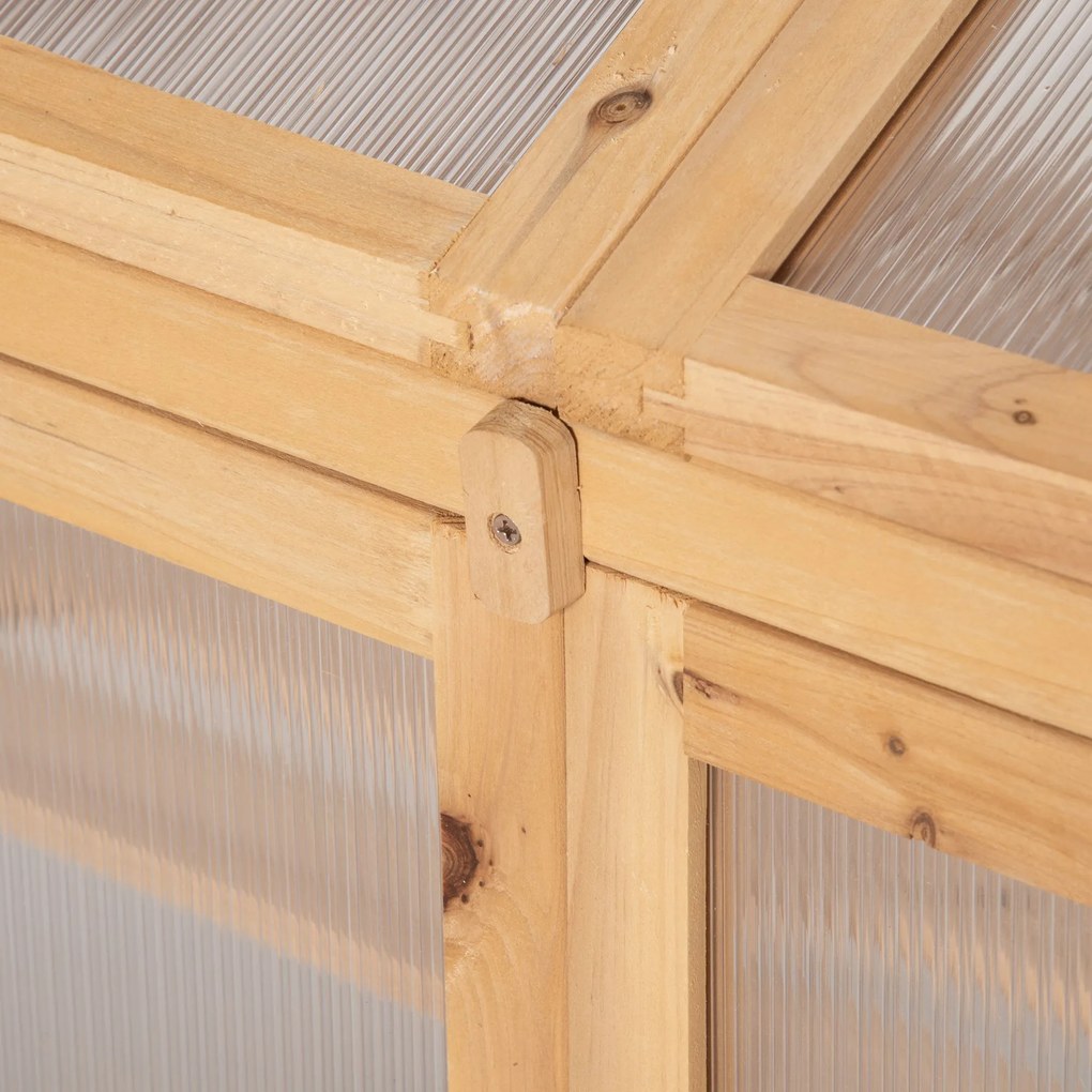 Outsunny Mini szklarnia, mała szklarnia z ramą drewnianą, oknami i podwójnymi drzwiami, 3 półki, 70Dł x 50Szer x 120Wys cm, Brązowa
