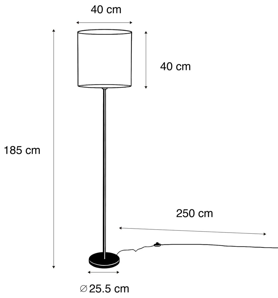 Lampa podłogowa mosiężna z welurowym abażurem zielonym 40cm - Simplo klasyczny/Antyczny Oswietlenie wewnetrzne