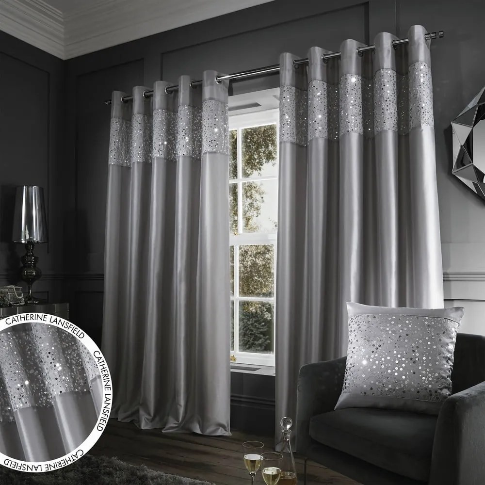 Szare zasłony zestaw 2 szt. 168x229 cm Glitzy Sequin – Catherine Lansfield