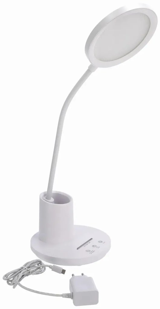 Biała lampka dotykowa LED z przybornikiem - T9-B01