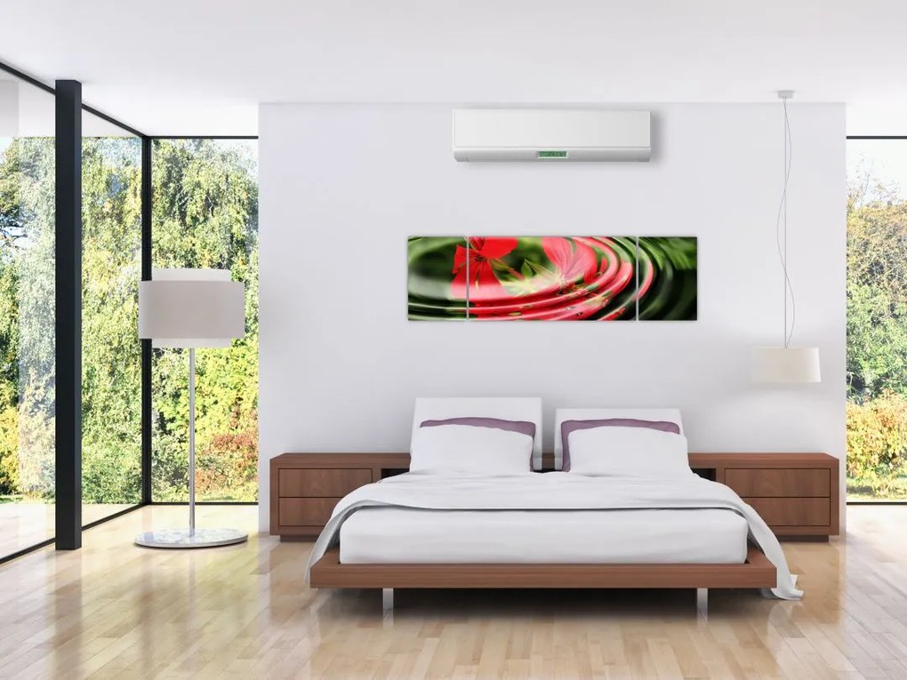 Abstrakcyjny obraz - kwiaty w falach (170x50 cm)