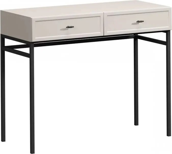 Toaletka Lorini 100 cm z szufladami - kaszmir / czarne uchwyty T-bar / stelaż