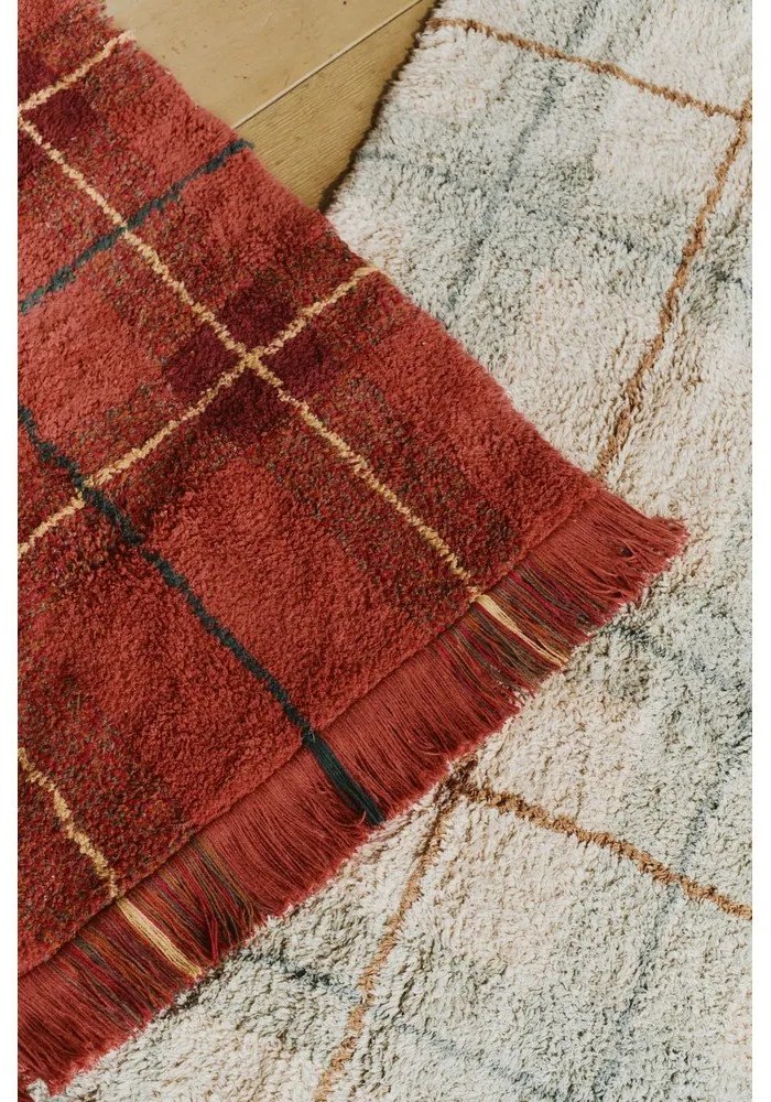 Kremowo-szałwiowy bawełniany dywan odpowiedni do prania/tkany ręcznie 140x190 cm Tartan Blue Sage – Lorena Canals