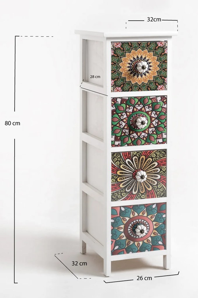 Wska komoda Mosaiko z 4 szufladami
