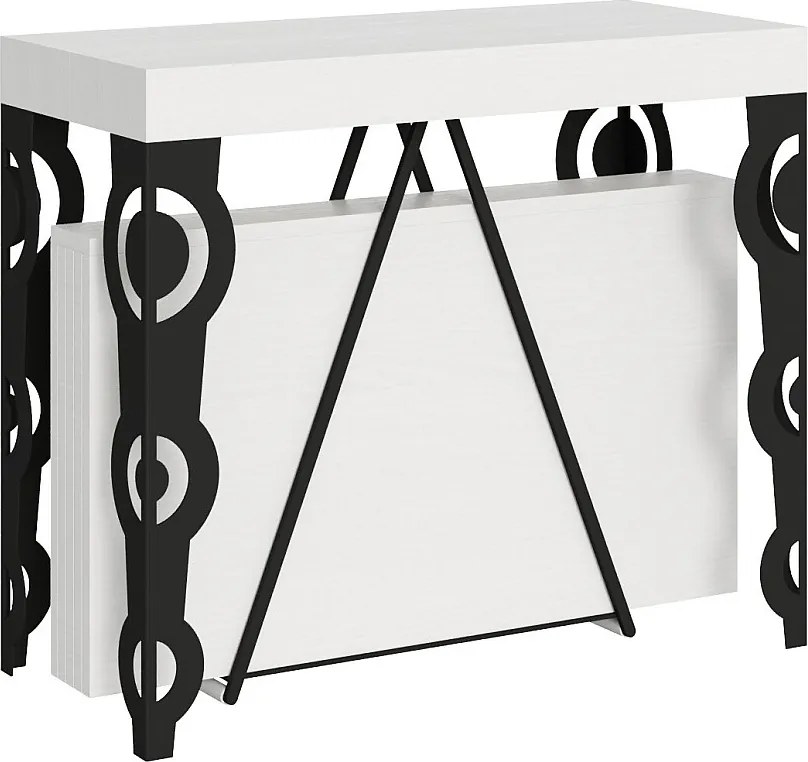 Konsola rozkładana 90x40/196 cm Aceres Small frassino biała rama w kolorze antracytu