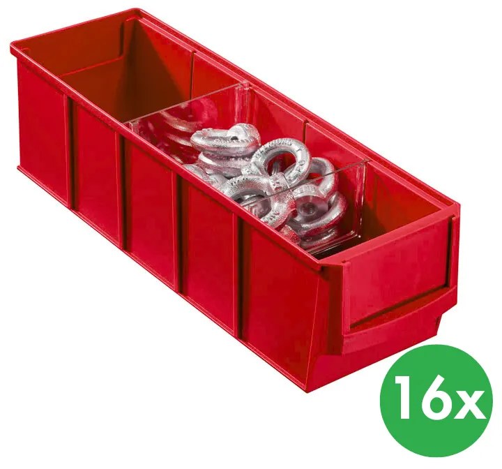 Allit Plastikowy pojemnik do regału ShelfBox typ A - 91 x 300 x 81 mm, 16 szt., czerwony