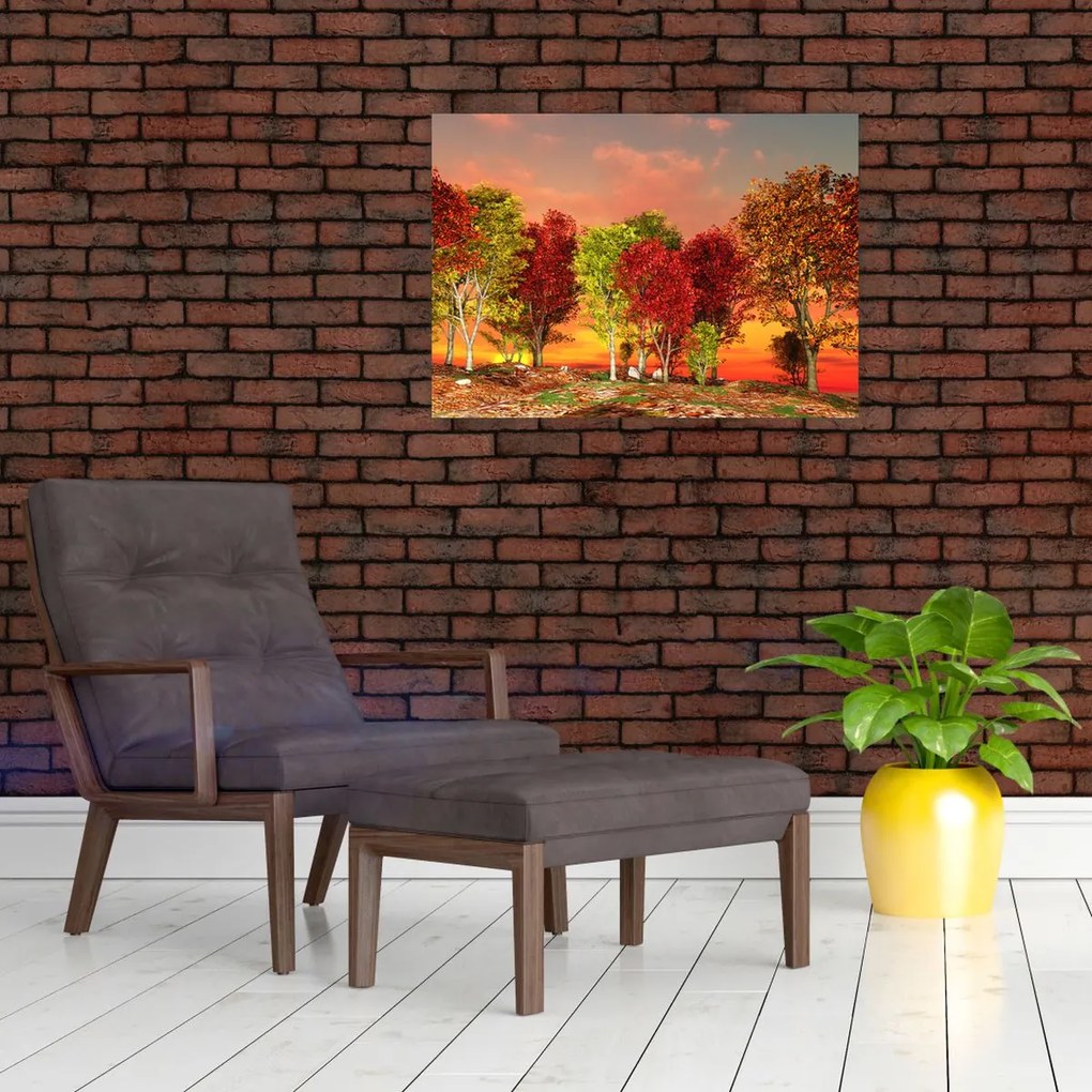 Obraz - Kolorowe drzewa (70x50 cm)