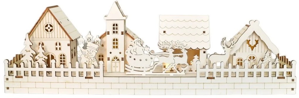 Świąteczna dekoracja świetlna Zasneżona wioska, 40x 13 x 8 cm, LED