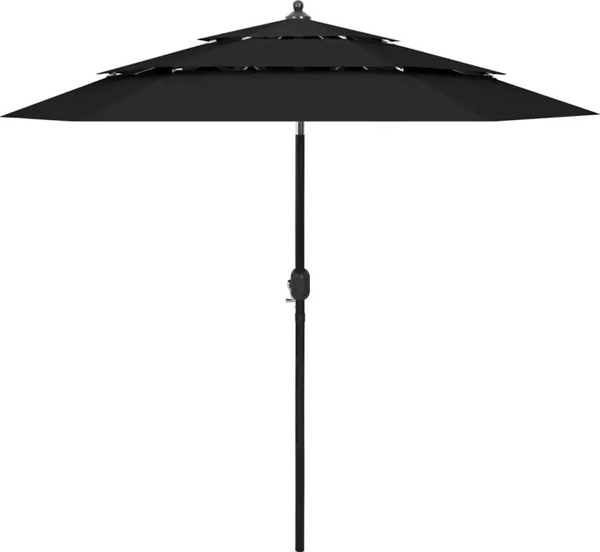 Czarny parasol ogrodowy z potrójnym daszkiem F1-R83