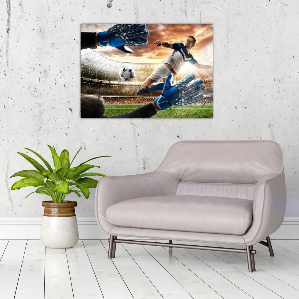 Obraz na szkle - Piłkarz (70x50 cm)