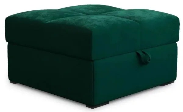 Ciemnozielony taboret ZENOVA z przestrzenią do przechowywania 65x65 cm