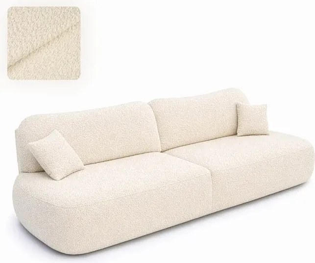 Sofa AVERIO Rozkładana Dwuosobowa Kremowa Boucle Japandi