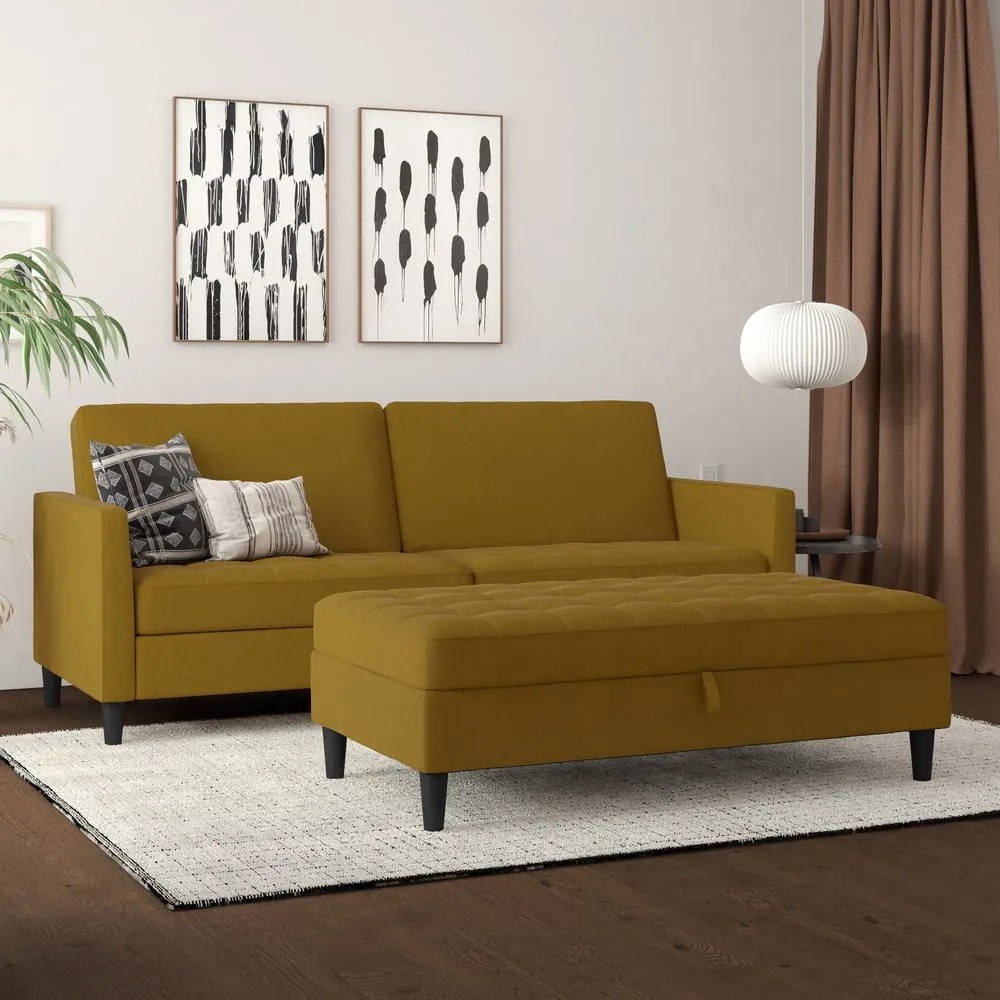 Żółta rozkładana sofa 86 cm Presley – Støraa
