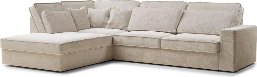 Kremowy narożnik z tkaniny szenilowej (lewostronny/w kształcie litery L) Kirou – Maison de Rêve