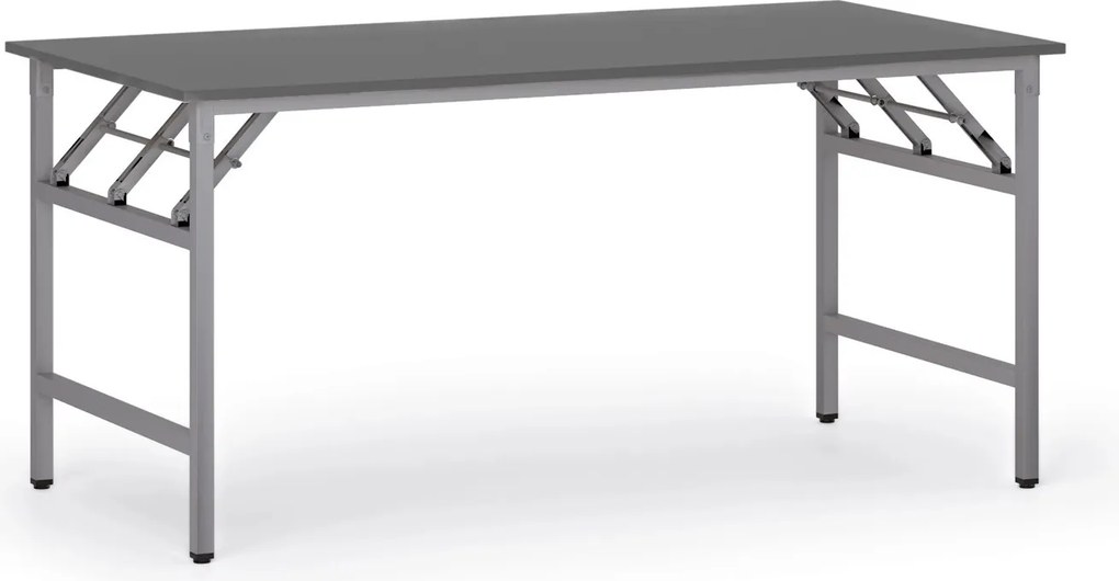 Stół konferencyjny FAST READY, 160x80 cm, szaro-srebrna podstawa, grafit