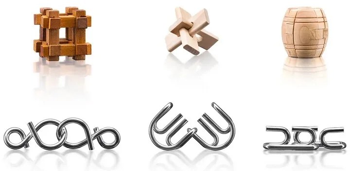 Popularne Łamigłówka metalowo-drewniana, zestaw 6 szt.