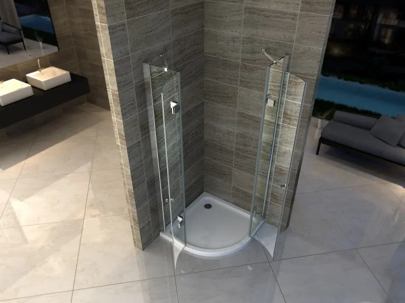 Brodzik prysznicowy półokrągły akrylowy90 x 90 cm z zestawem odpływowym
