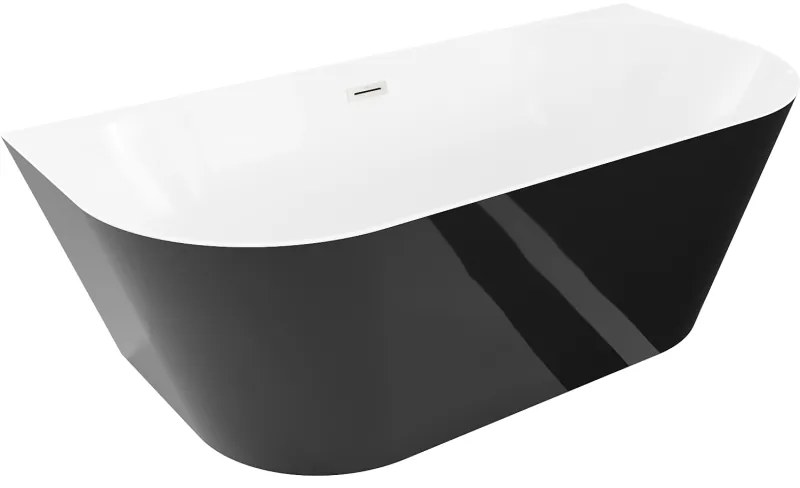 Mexen Oval Slim wanna wolnostojąca przyścienna 170 x 80 cm, biała/czarna, przelew nikiel szczotkowany - 52661708075-97