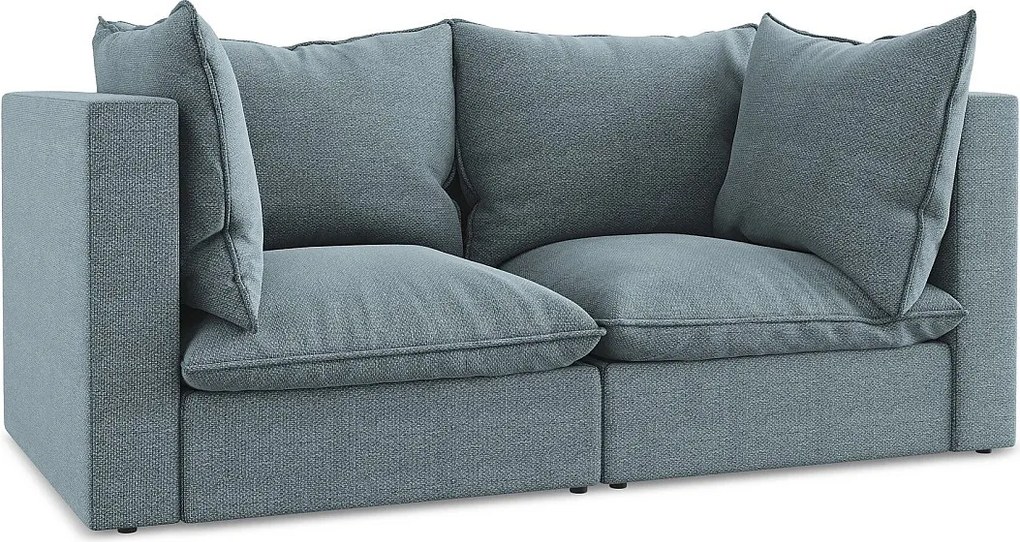 Modułowa sofa 2-osobowa - z tkaniny bouclé - jeans - MANAO