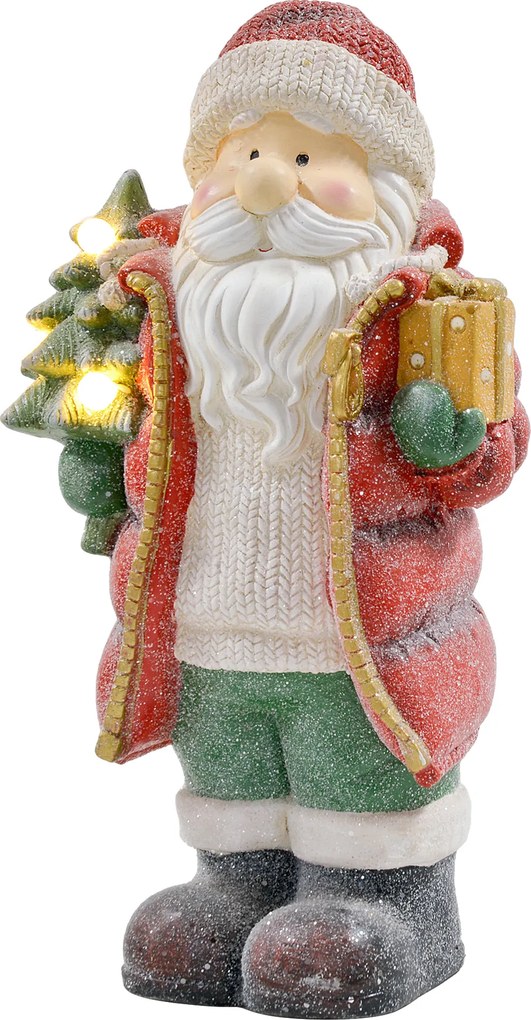 HOMCOM Figurka świąteczna z choinką i prezentem, 3 ciepłobiałe LEDy, na baterie, 50 cm | Aosom PL