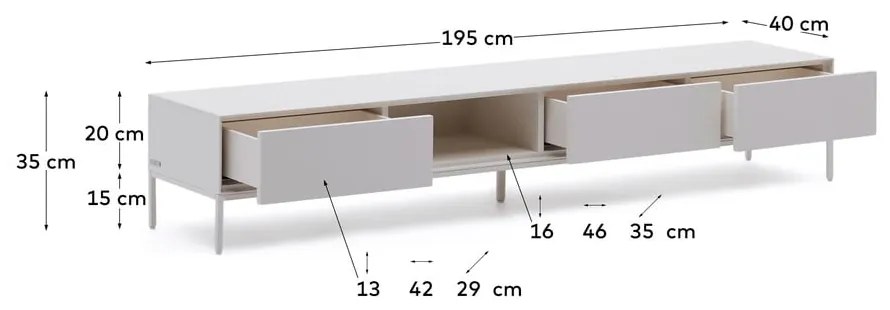 Biała szafka pod TV 195x35 cm Vedrana – Kave Home