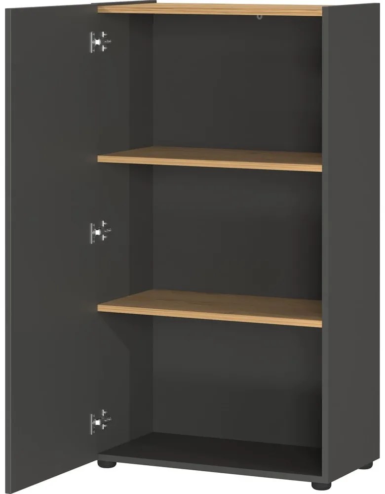 Antracytowy regał w dekorze dębu 61x110x34 cm Adrano – Germania