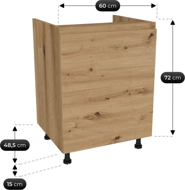 Zestaw Mebli Kuchennych MODERN 200 cm Biały Połysk/Dąb Nowoczesny