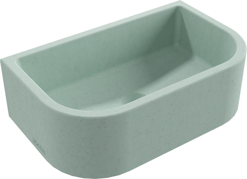 Umywalka betonowa półokrągła wisząca / nablatowa bez otworu na baterię 49 x 30 cm PALANGA | różne kolory : Kolor - Miętowy, Typ montażu - podwieszana