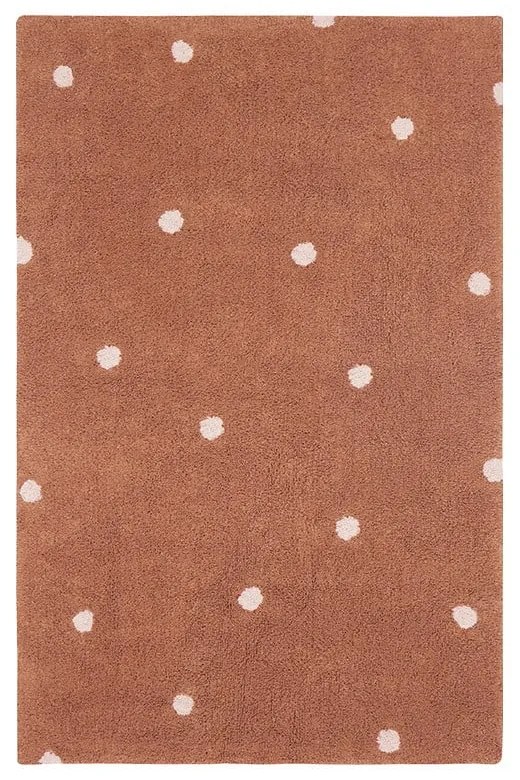 Ceglasty bawełniany dywan dziecięcy tkany ręcznie odpowiedni do prania 100x150 cm Mini Dot Chestnut – Lorena Canals