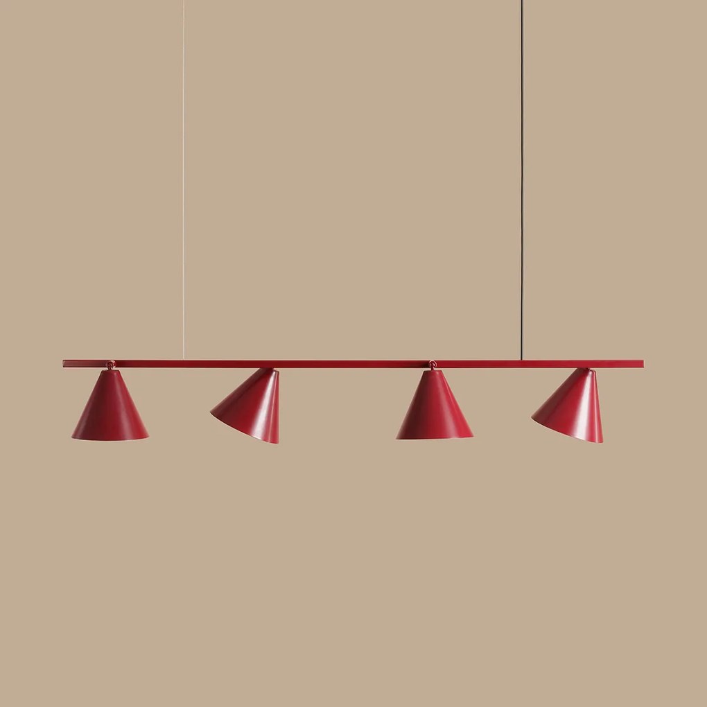 Bordowa lampa wisząca Form 4 ze stożkowymi kloszami