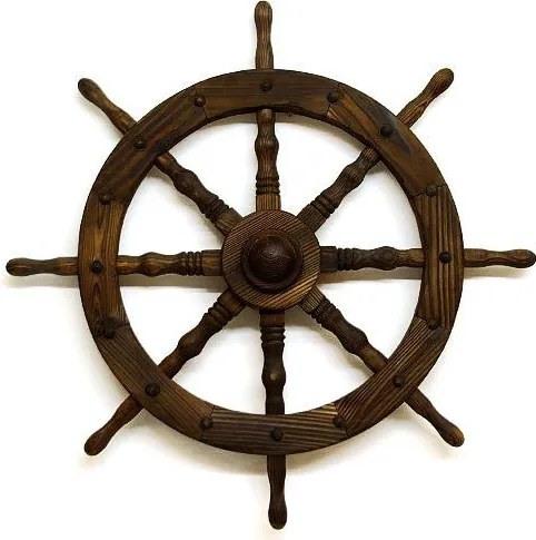 Koło sterowe drewniane Garth - stylowa rustykalna dekoracja 80 cm