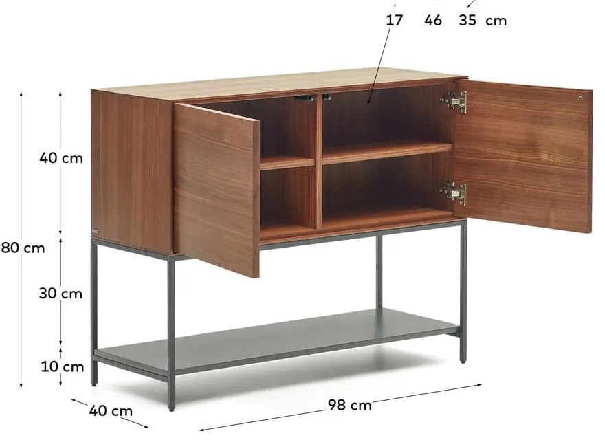 Niska komoda w dekorze orzecha 97,5x80 cm Vedrana – Kave Home