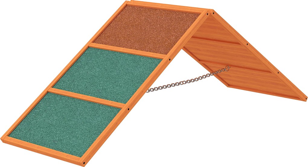 PawHut Rampa Agility dla Psów, Składana, Wysokość Regulowana, Antypoślizgowa, Jodła, do 40 kg, 173 x 59 x 66 cm, Pomarańczowy/Zielony