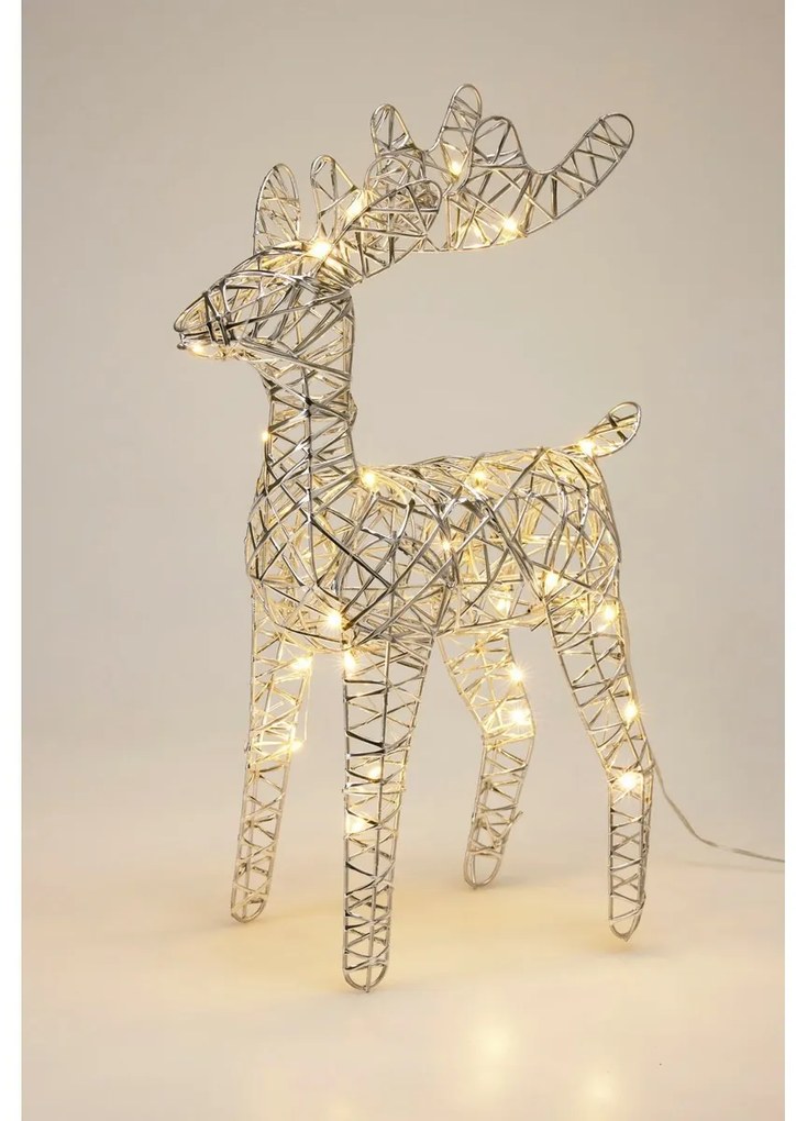 Świąteczny renifer świecący Silver, 37 x 24 cm, 30 diod mikro LED, na baterie