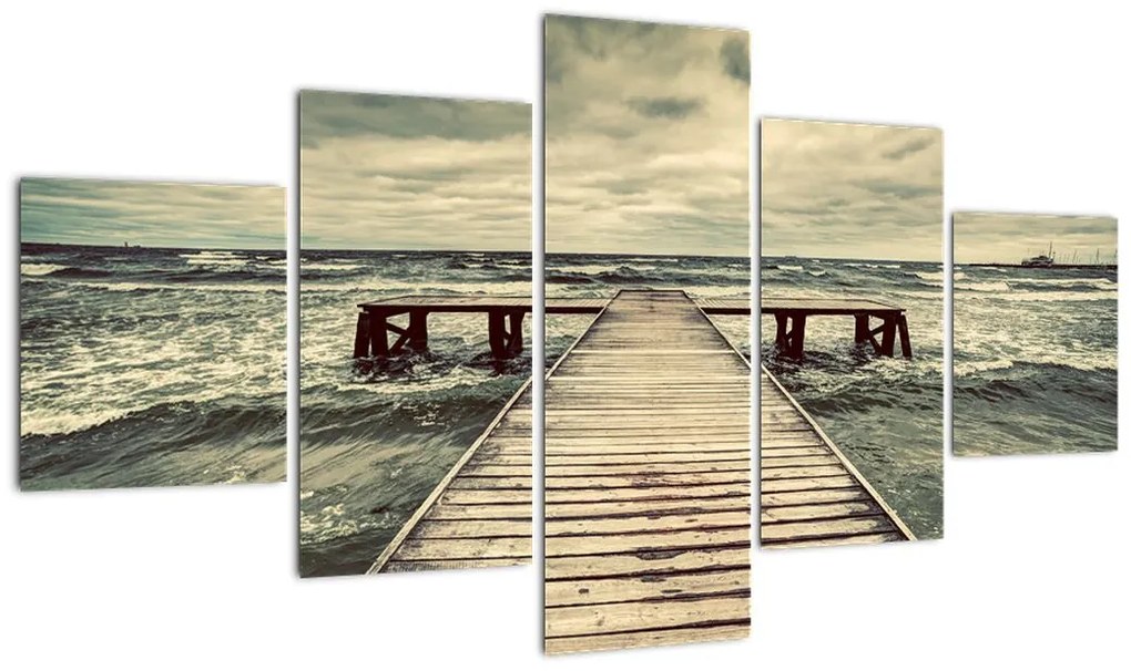 Obraz drewnianego molo na morzu (125x70 cm)