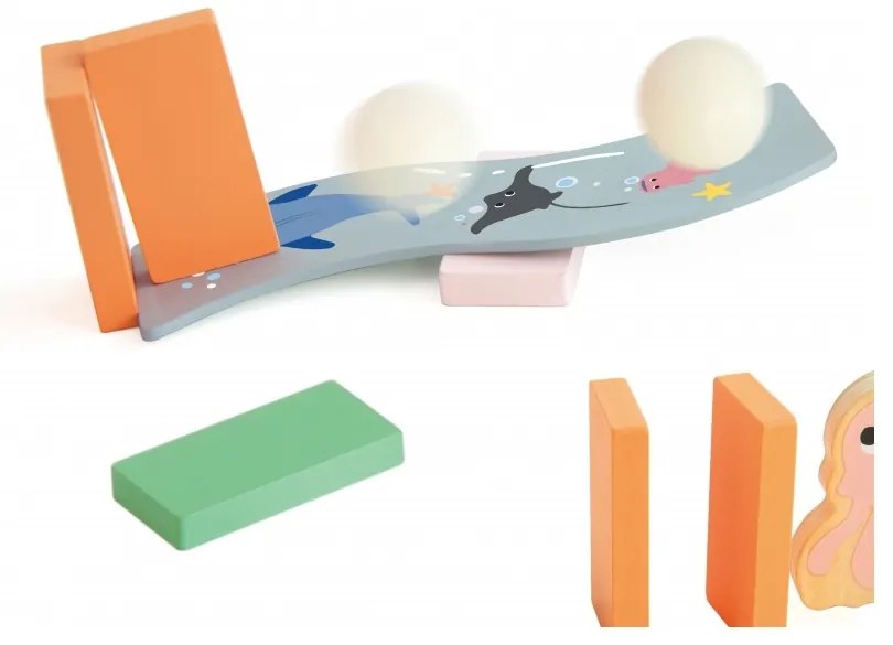 Classic world drewniane domino tor logiczny przeszkód układanka montessori 100 el.