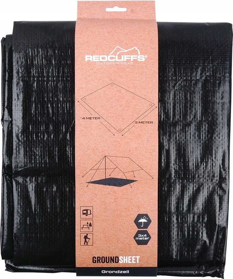 Redcliffs Plandeka namiotowa, 3 x 4 m, czarny, 3 x 4 m