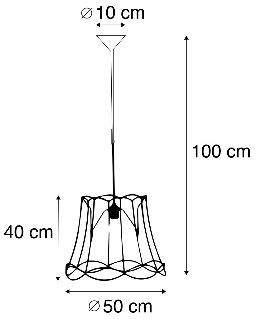 Zestaw 2 lamp wiszących w stylu Retro czarnych 50 cm - Granny Frame Retro Oswietlenie wewnetrzne