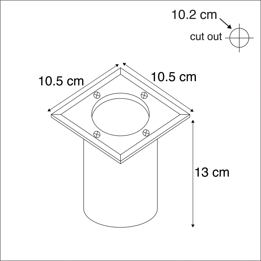 Zewnetrzna Oświetlenie punktowe wpuszczane stalowe 10,5 cm IP65 - Basic Square Nowoczesny Oswietlenie zewnetrzne